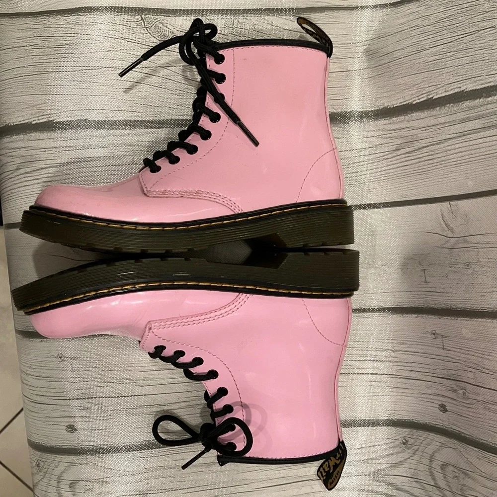 Dr Martens 1460 J Pink Patent Lace Up Boots Youth US 3 EU 34 Combat Shoes